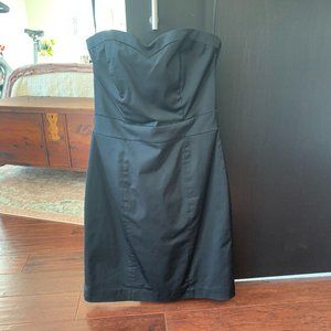 Black Sateen Strapless Dress.